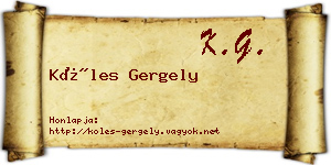 Köles Gergely névjegykártya